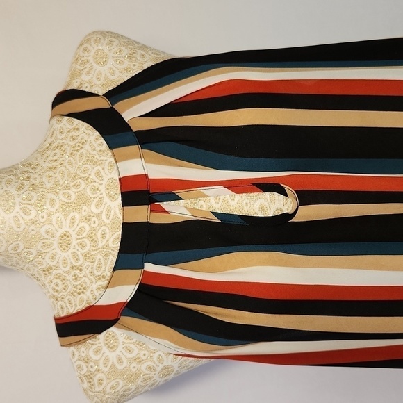 Torrid Georgette Goddess Multi-Stripe Keyhole Cut-out High-Low Sleeveles… - Picture 5 of 12